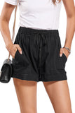 namcoverse Solid Color Cotton Tie-Strap Shorts