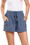 namcoverse Solid Color Cotton Tie-Strap Shorts