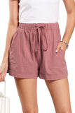 namcoverse Solid Color Cotton Tie-Strap Shorts