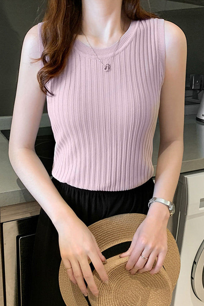 namcoverse ARO LORA Solid Color Knitted Tank Top
