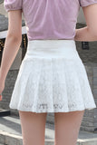 namcoverse Solid Color Lace Pleated Skirt