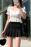 namcoverse Solid Color Lace Pleated Skirt