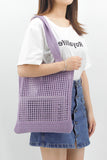 namcoverse Solid Hollow-out Crochet Tote Bag