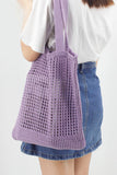 namcoverse Solid Hollow-out Crochet Tote Bag