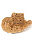 namcoverse Solid Hollow-out Woven Denim Straw Hat