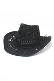 namcoverse Solid Hollow-out Woven Denim Straw Hat