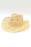 namcoverse Solid Hollow-out Woven Denim Straw Hat