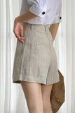 namcoverse Solid Linen High Waist Shorts