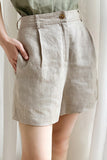 namcoverse Solid Linen High Waist Shorts