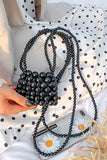 namcoverse Solid Pearl Beaded Handmade Crossbody Bag