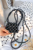 namcoverse Solid Pearl Beaded Handmade Crossbody Bag