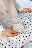 namcoverse Solid Pearl Beaded Handmade Crossbody Bag