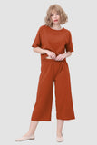 namcoverse Solid Short Sleeve Top & Elastic Waist Pants