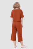 namcoverse Solid Short Sleeve Top & Elastic Waist Pants