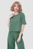 namcoverse Solid Short Sleeve Top & Elastic Waist Pants