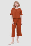 namcoverse Solid Short Sleeve Top & Elastic Waist Pants