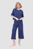 namcoverse Solid Short Sleeve Top & Elastic Waist Pants