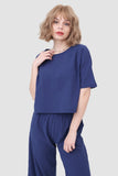 namcoverse Solid Short Sleeve Top & Elastic Waist Pants