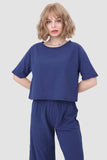 namcoverse Solid Short Sleeve Top & Elastic Waist Pants