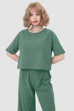 namcoverse Solid Short Sleeve Top & Elastic Waist Pants