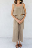 namcoverse Square Neck Button-back Vest Long Pant Suits