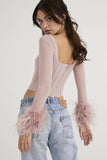 namcoverse Square Neck Corset Fuzzy Crop Top