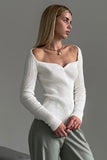 namcoverse Square Neck Ribbed Knitted Tops