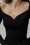 namcoverse Square Neck Ribbed Knitted Tops