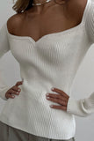 namcoverse Square Neck Ribbed Knitted Tops