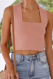 namcoverse Square Neck Solid Color Tank Top