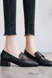 namcoverse Square Toe Chunky Heel Loafers