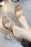 namcoverse Square Toe Woven High Heel Sandals