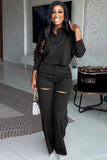 namcoverse Stand Neck Cropped Shirt Cutout Long Pants Suits