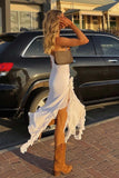 namcoverse Strapless Fringe Split Midi Dress