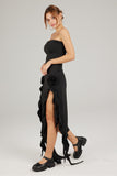 namcoverse Strapless Fringe Split Midi Dress