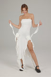 namcoverse Strapless Fringe Split Midi Dress