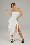 namcoverse Strapless Fringe Split Midi Dress