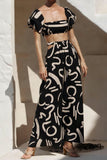 namcoverse Strapless Puff Sleeve Crop Tops & Skirts