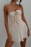 namcoverse Strapless Tie-up Corset Ruched Dress