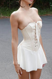 namcoverse Strapless Tie-up Corset Ruched Dress