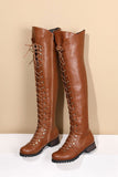 namcoverse Strappy Leather Over The Knee Boots