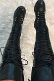 namcoverse Strappy Leather Over The Knee Boots