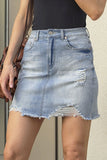 namcoverse Stretch Distressed Cutoff Denim Skirt