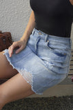 namcoverse Stretch Distressed Cutoff Denim Skirt