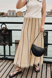 namcoverse Striped Fringe Hem Knit Skirt