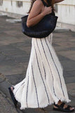 namcoverse Striped Fringe Hem Knit Skirt