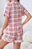 namcoverse Striped Plaid Print Shirt Shorts Two-Piece Loungewear