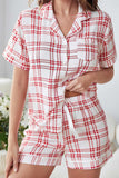 namcoverse Striped Plaid Print Shirt Shorts Two-Piece Loungewear