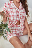 namcoverse Striped Plaid Print Shirt Shorts Two-Piece Loungewear