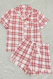 namcoverse Striped Plaid Print Shirt Shorts Two-Piece Loungewear